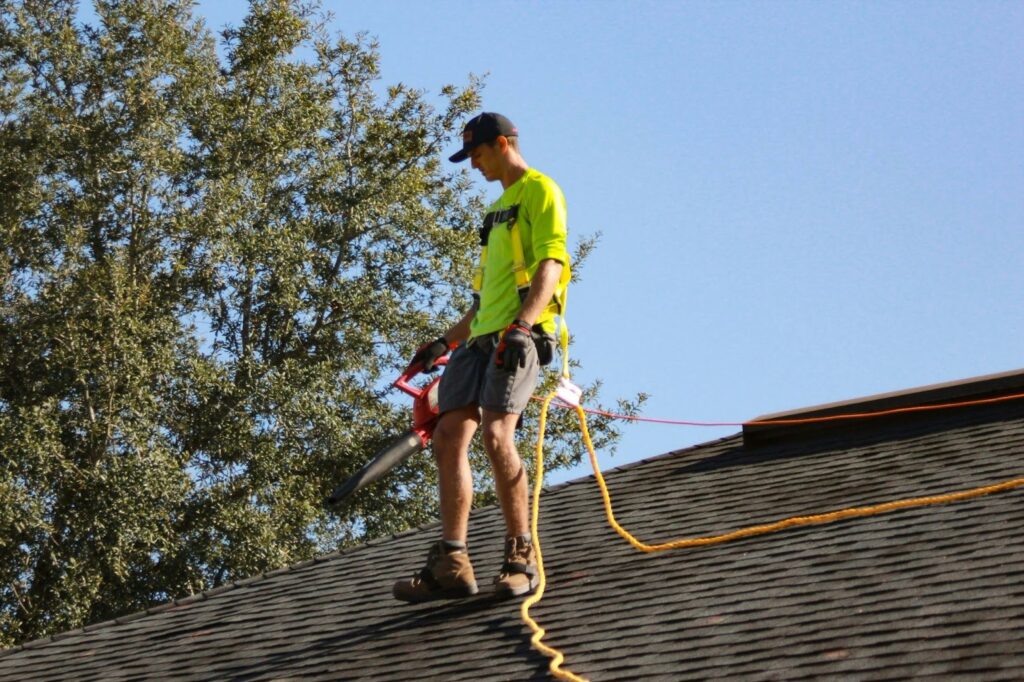 Guy fixing roof